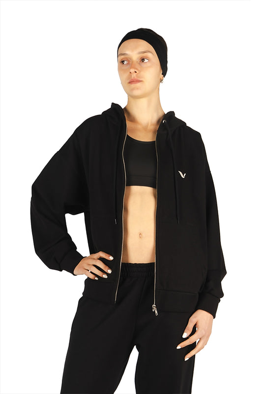 Hoche Zip-Up Hoodie Black