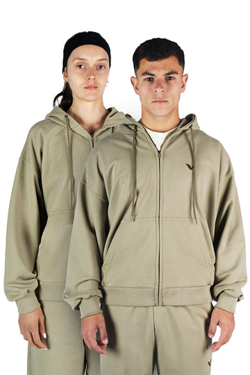 Hoche Zip-Up Hoodie Beige